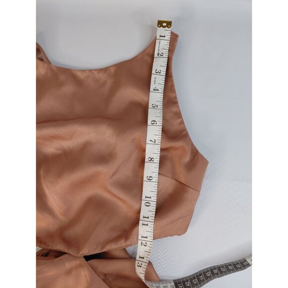 Hello Molly XS Cutout Satin Midi Dress Copper US 2 - Picture 9 of 11